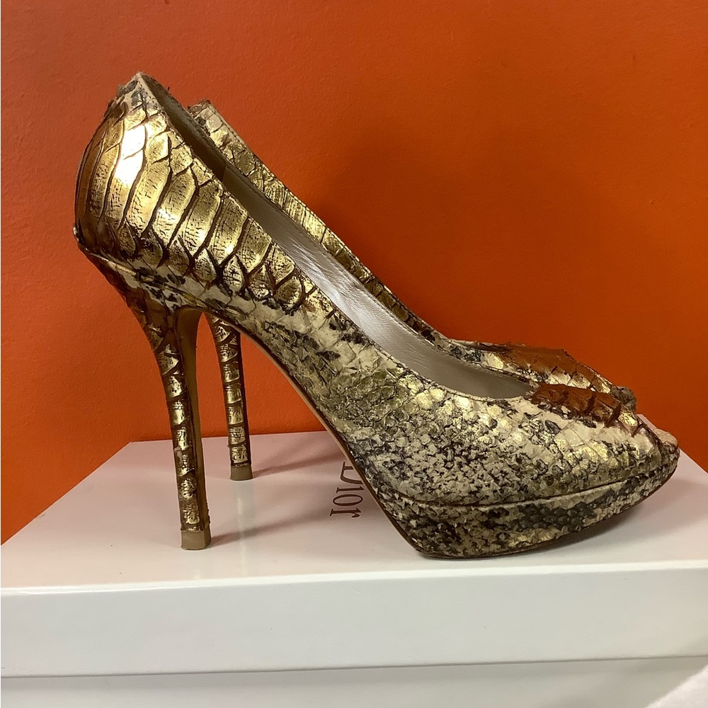 Dior Python Peep Toe Pumps - image 1